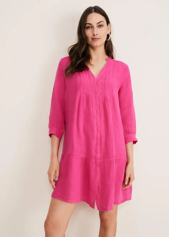 Phase Eight Dresses Penele Linen Swing Dress Magenta 8211 Women