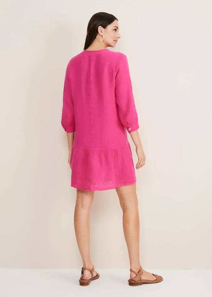 Phase Eight Dresses Penele Linen Swing Dress Magenta 8211 Women