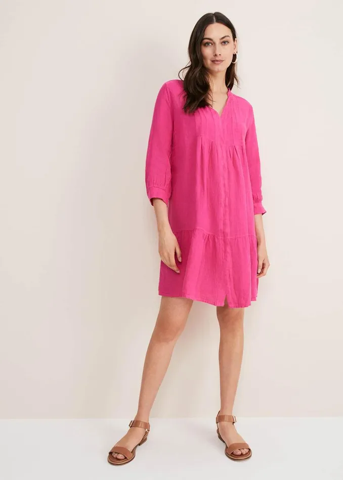 Phase Eight Dresses Penele Linen Swing Dress Magenta 8211 Women