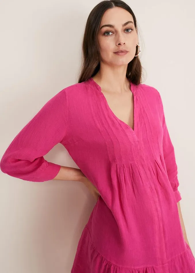 Phase Eight Dresses Penele Linen Swing Dress Magenta 8211 Women