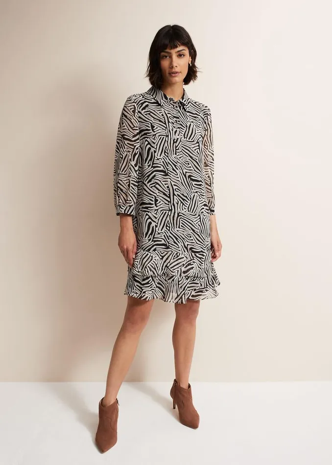 Phase Eight Dresses Penelope Zebra Shirt Mini Dress Stoneivory 8211 Women