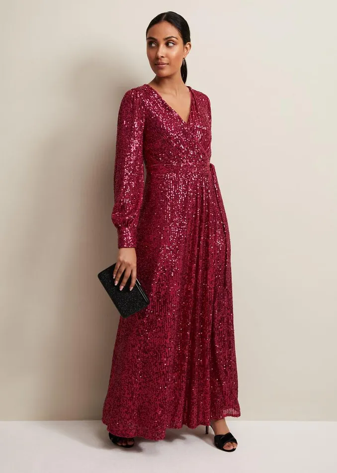 Phase Eight Dresses Petite Amily Pink Sequin Maxi Dress Pink 8211 Women