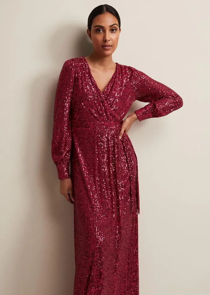 Phase Eight Dresses Petite Amily Pink Sequin Maxi Dress Pink 8211 Women