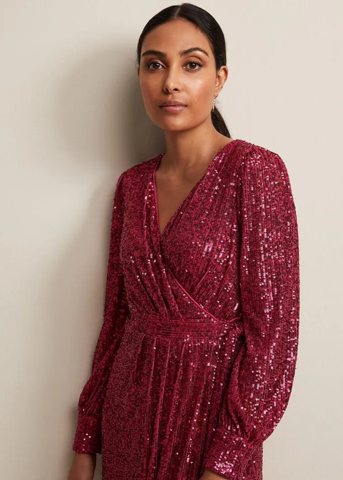 Phase Eight Dresses Petite Amily Pink Sequin Maxi Dress Pink 8211 Women