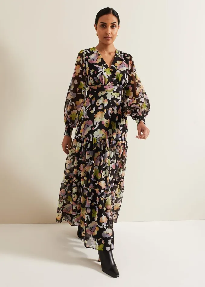 Phase Eight Dresses Petite Sandra Floral Maxi Dress Black Multi 8211 Women
