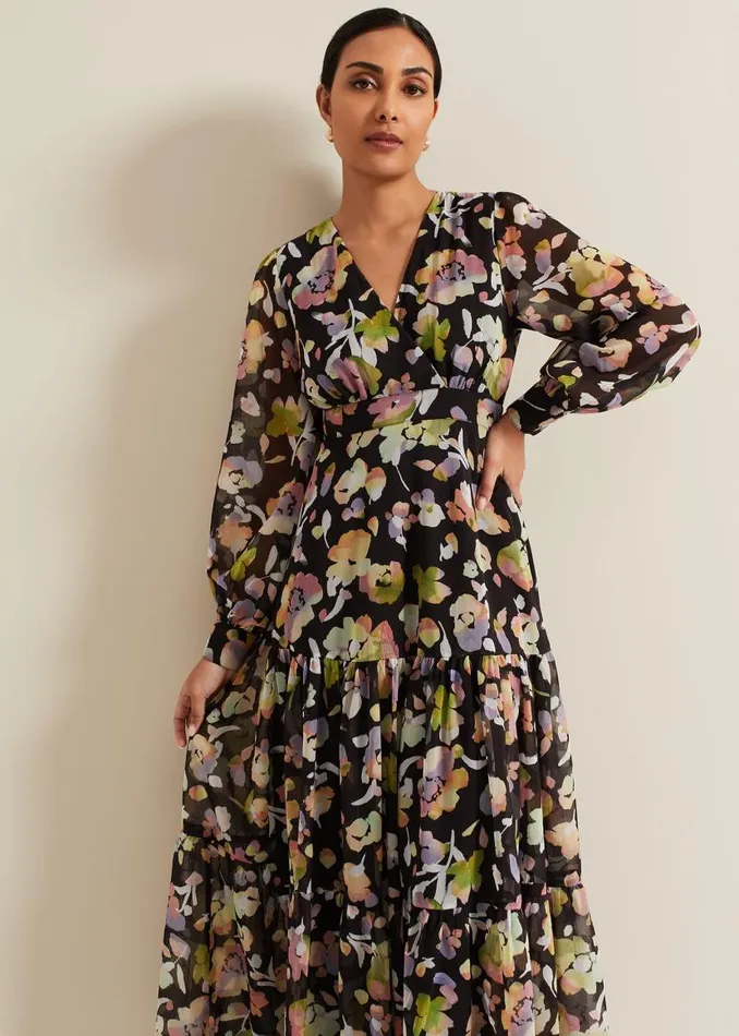 Phase Eight Dresses Petite Sandra Floral Maxi Dress Black Multi 8211 Women