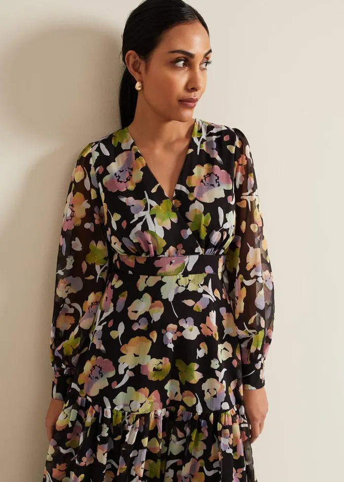 Phase Eight Dresses Petite Sandra Floral Maxi Dress Black Multi 8211 Women
