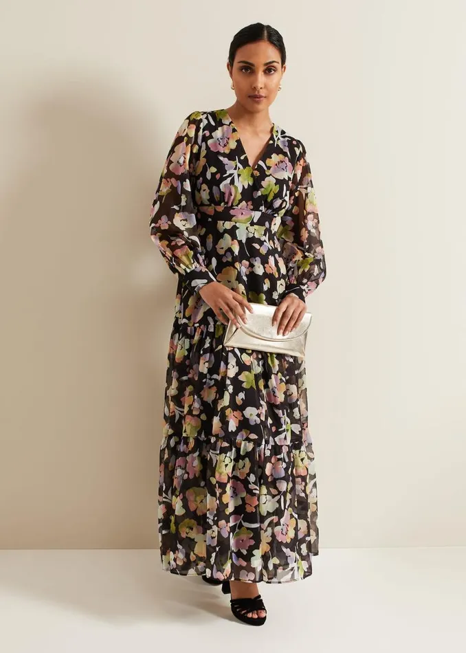Phase Eight Dresses Petite Sandra Floral Maxi Dress Black Multi 8211 Women