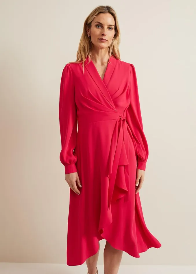 Phase Eight Dresses Philippa Long Sleeve Midi Dress Pink 8211 Women