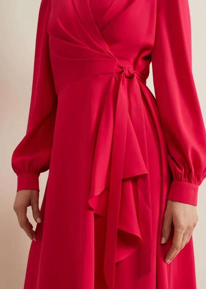 Phase Eight Dresses Philippa Long Sleeve Midi Dress Pink 8211 Women