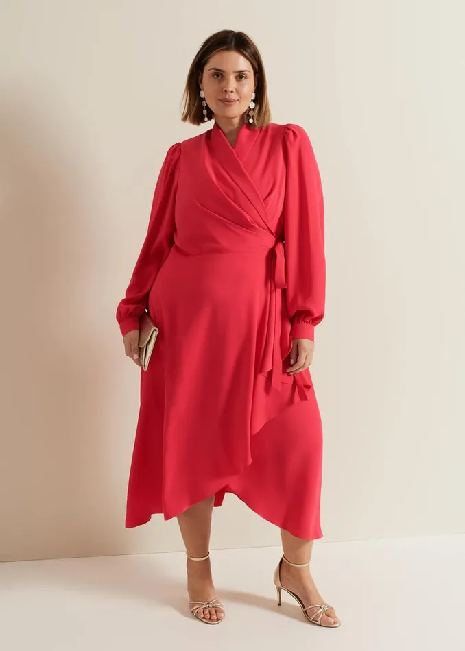Phase Eight Dresses Philippa Long Sleeve Midi Dress Pink 8211 Women
