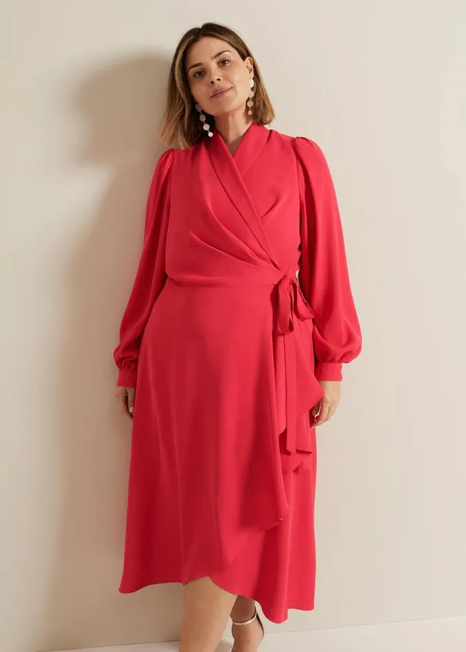 Phase Eight Dresses Philippa Long Sleeve Midi Dress Pink 8211 Women