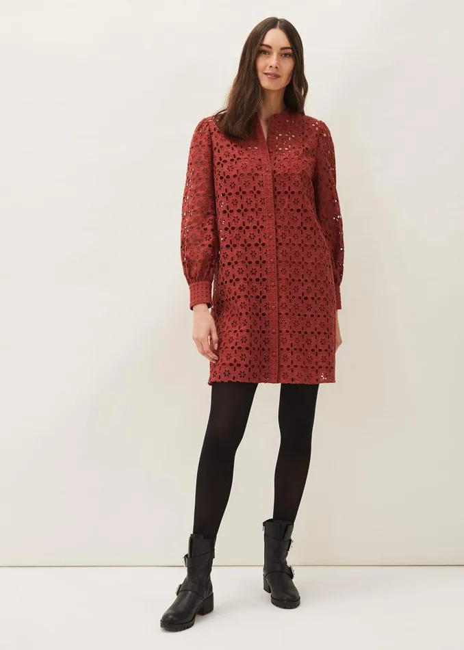 Phase Eight Dresses Rihanna Broderie Tunic Dress Spice 8211 Women