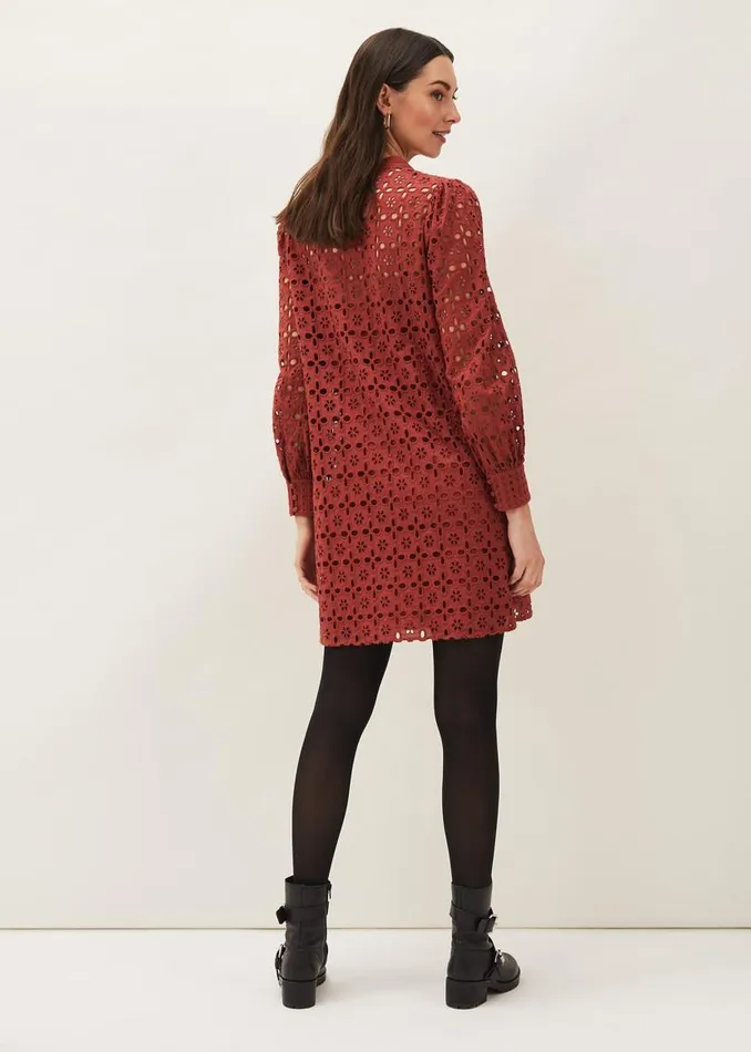Phase Eight Dresses Rihanna Broderie Tunic Dress Spice 8211 Women