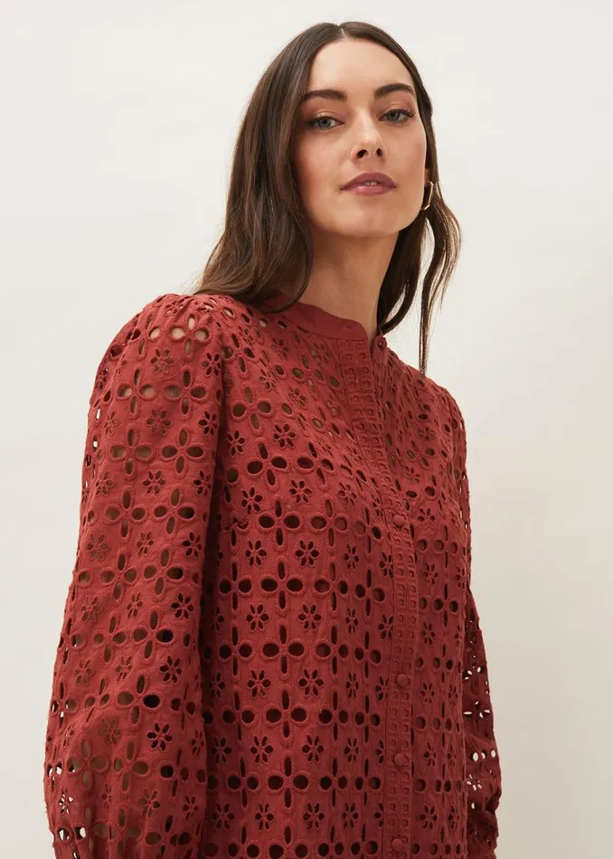 Phase Eight Dresses Rihanna Broderie Tunic Dress Spice 8211 Women