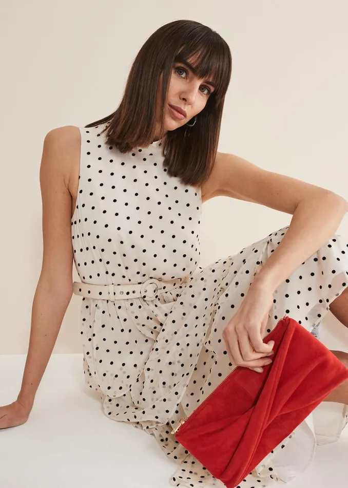 Phase Eight Dresses Rita Polka Dot Ruffle Midi Dress Blackwhite 8211 Women