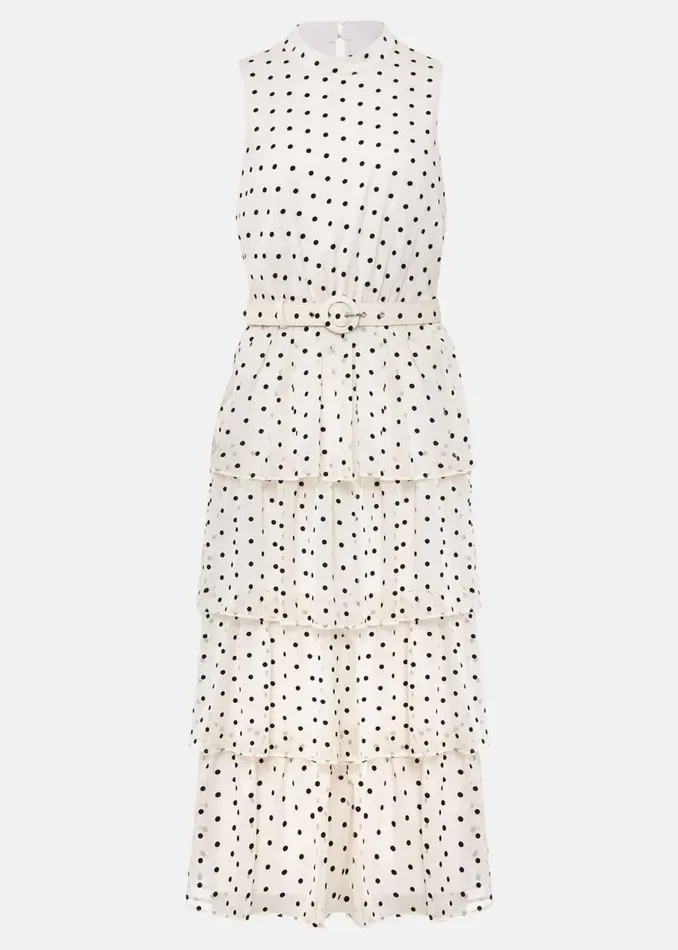 Phase Eight Dresses Rita Polka Dot Ruffle Midi Dress Blackwhite 8211 Women