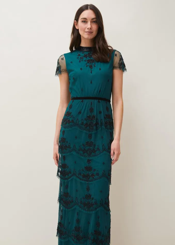 Phase Eight Dresses Roberta Layered Maxi Dress Blackforest 8211 Women