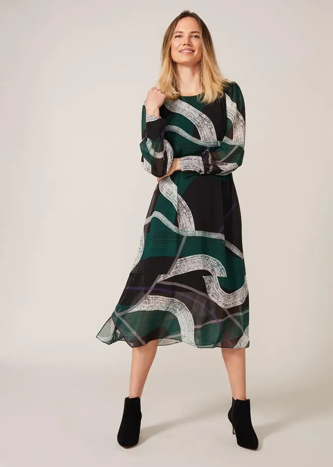 Phase Eight Dresses Saoirse Swirls Chiffon Dress Greenpurple 8211 Women
