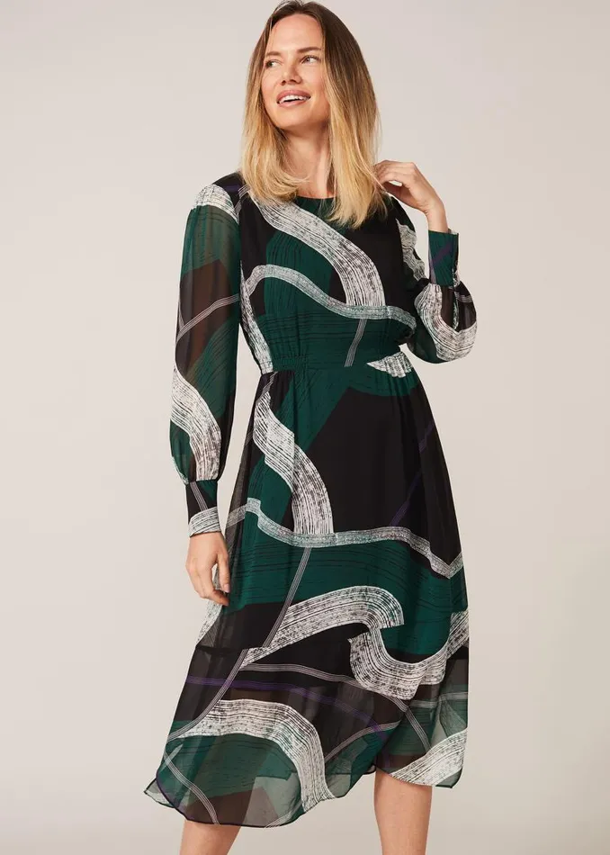 Phase Eight Dresses Saoirse Swirls Chiffon Dress Greenpurple 8211 Women