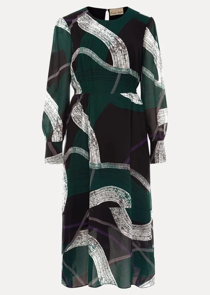 Phase Eight Dresses Saoirse Swirls Chiffon Dress Greenpurple 8211 Women