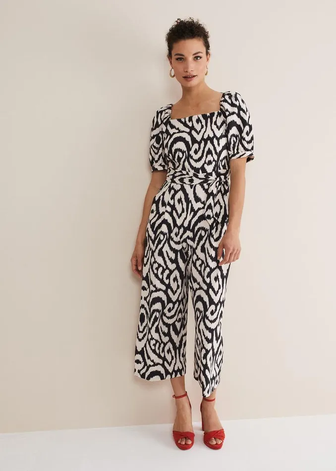 Phase Eight Dresses Sara Ikat Wide Leg Jumpsuit Blackcream 8211 Women