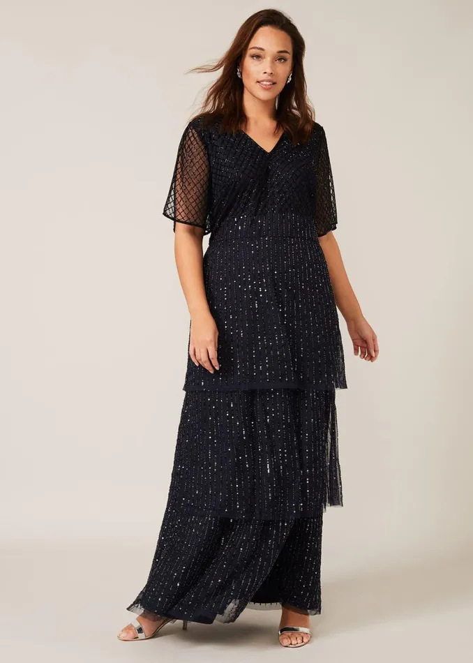 Phase Eight Dresses Sascha Beaded Maxi Dress Navy 8211 Women
