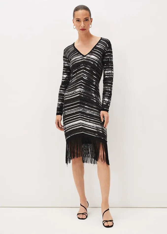 Phase Eight Dresses Sibylle Chevron Sequin Dress Gunmetal 8211 Women