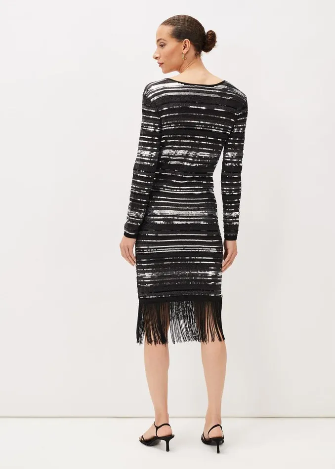Phase Eight Dresses Sibylle Chevron Sequin Dress Gunmetal 8211 Women