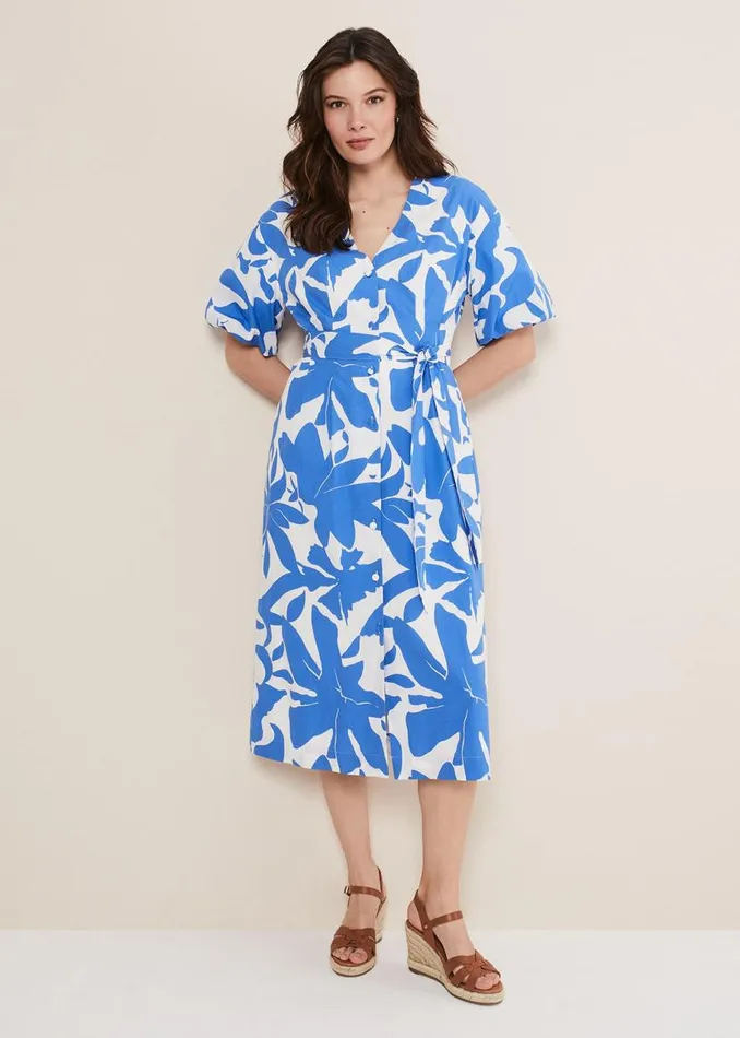 Phase Eight Dresses Sienna Cotton Two Colour Midi Dress Blueivory 8211 Women Phase Eight Dresses Sienna Cotton Two Colour Midi Dress Blueivory 8211 Women