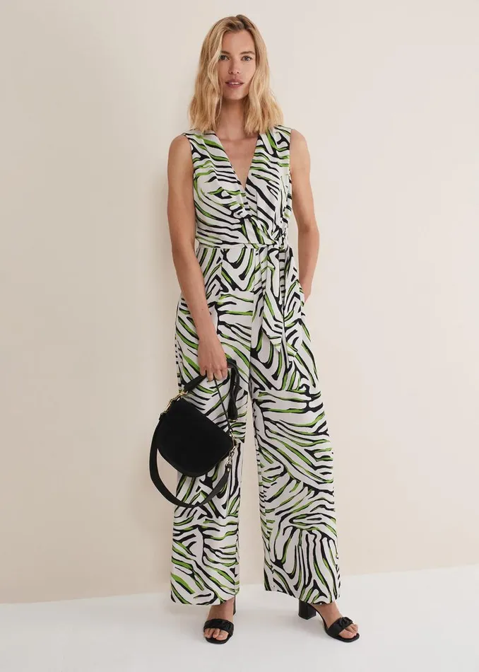 Phase Eight Dresses Tamsin Zebra Print Wide Leg Jumpsuit Greenneutral 8211 Women Phase Eight Dresses Tamsin Zebra Print Wide Leg Jumpsuit Greenneutral 8211 Women