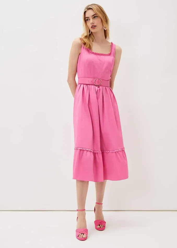 Phase Eight Dresses Tanya Belted Midaxi Dress Candy Pink 8211 Women