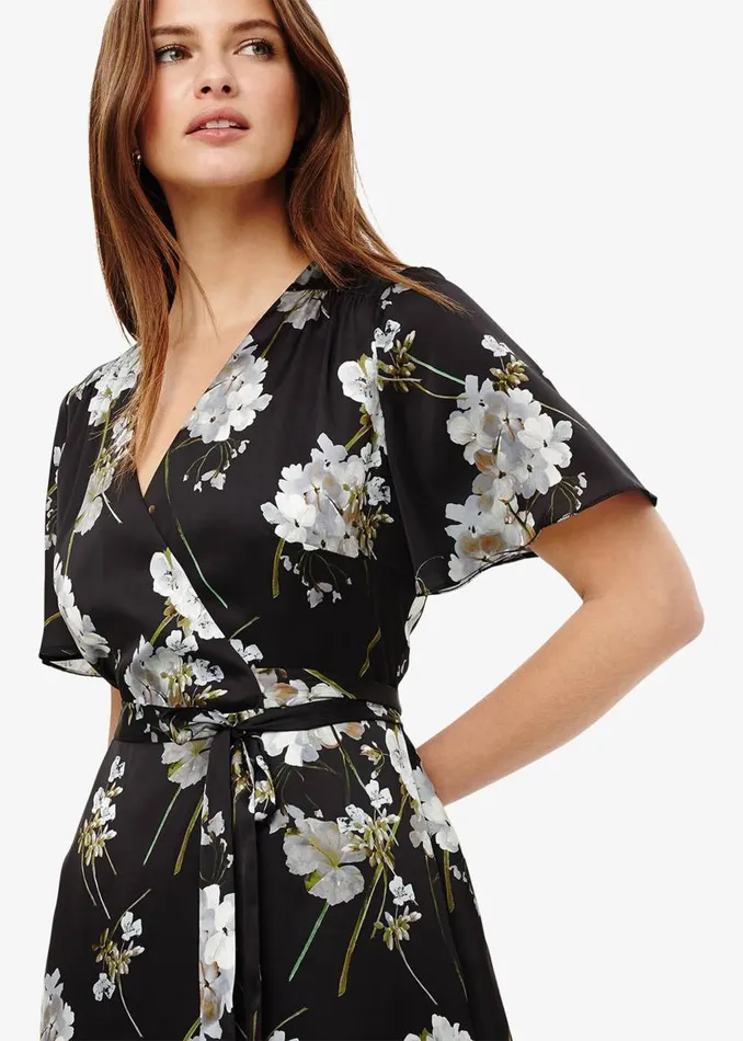 Phase Eight Dresses Tasha Floral Wrap Dress Black 8211 Women