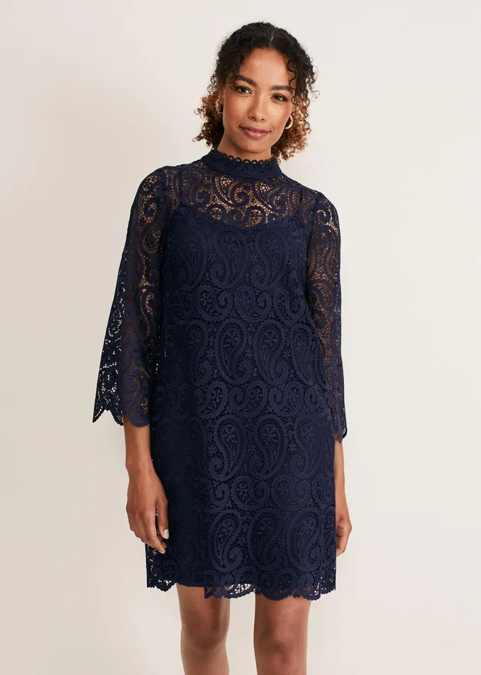 Phase Eight Dresses Verity Lace Shift Dress Navy 8211 Women