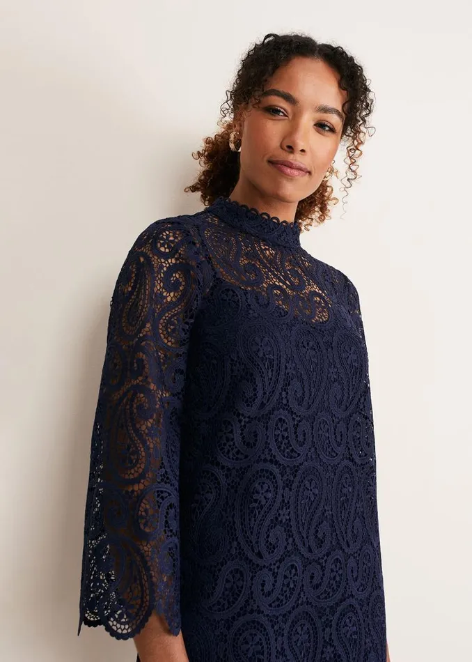 Phase Eight Dresses Verity Lace Shift Dress Navy 8211 Women
