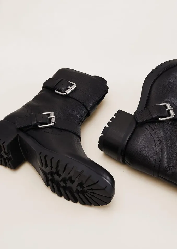 Phase Eight Heels Alaska Black Leather Biker Boots Black 8211 Women