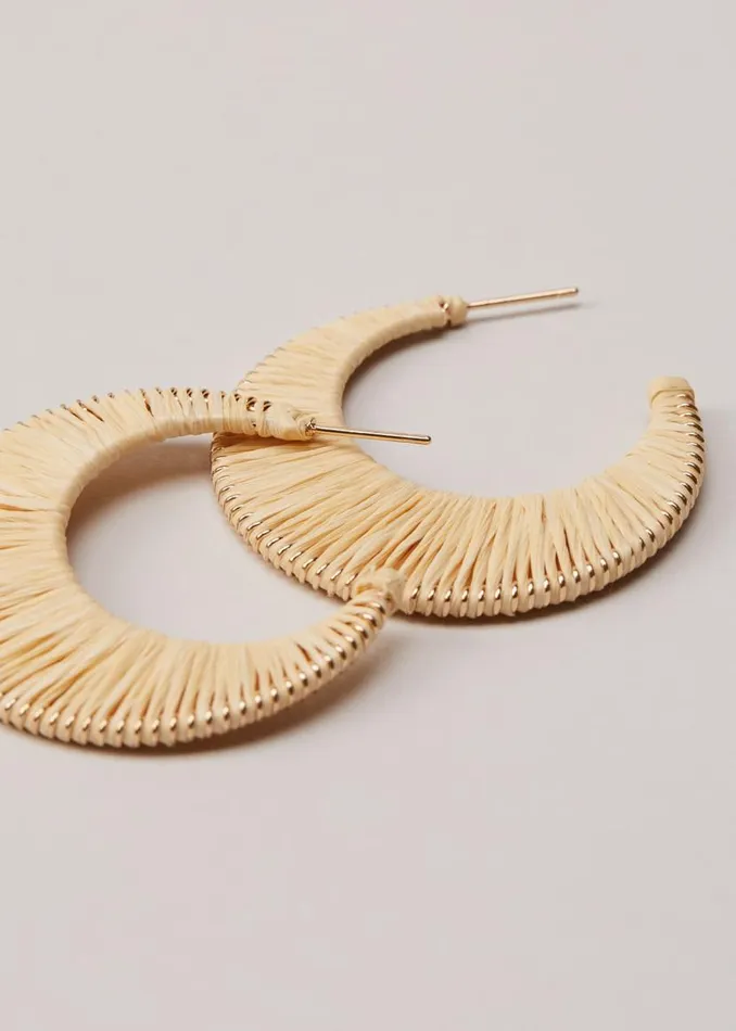 Phase Eight Jewellery Raffia Hoop Earrings Ivory 8211 Women