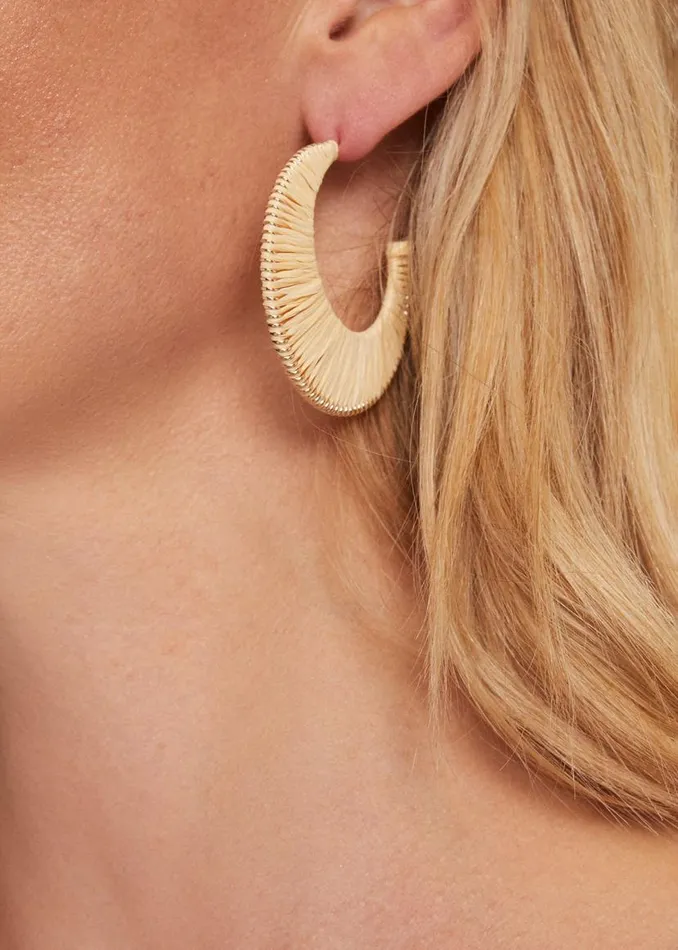 Phase Eight Jewellery Raffia Hoop Earrings Ivory 8211 Women