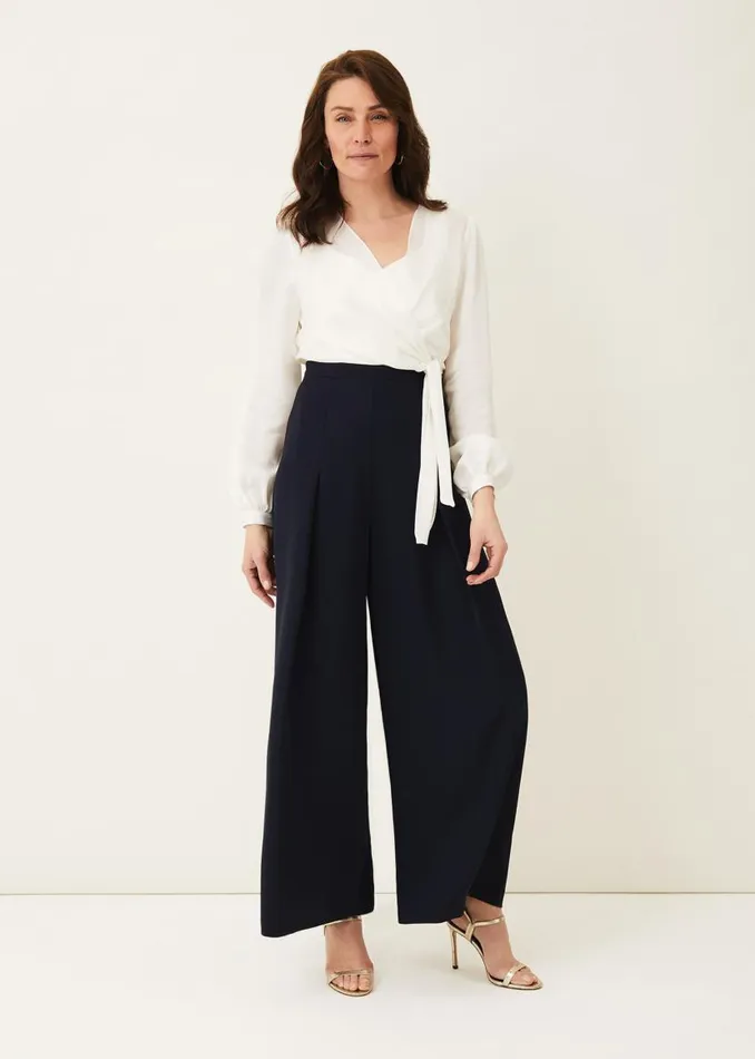 Phase Eight Jumpsuits Rachael Wide Leg Jumpsuit Ivorynavy 8211 Women