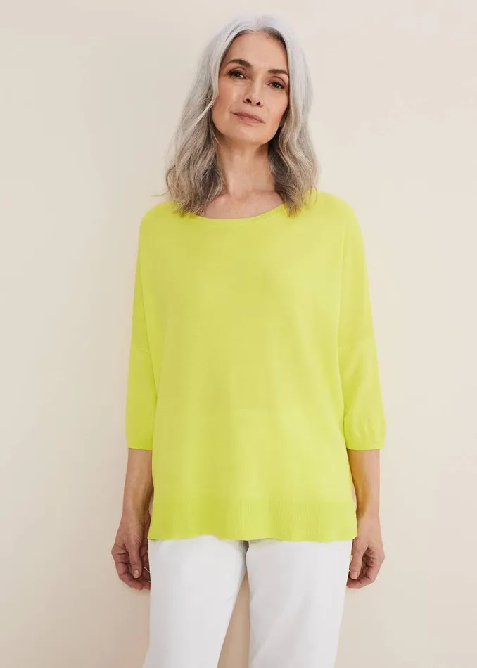 Phase Eight Knitwear Adriana Stepped Hem Knit Lime 8211 Women