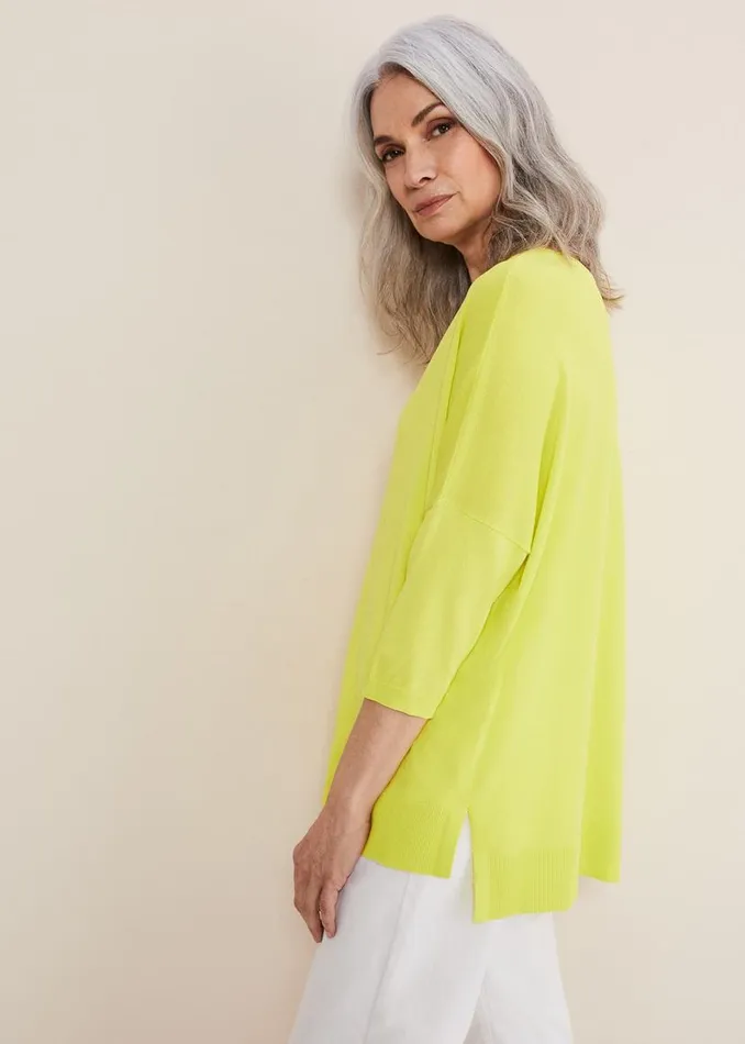 Phase Eight Knitwear Adriana Stepped Hem Knit Lime 8211 Women