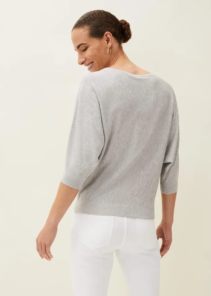 Phase Eight Knitwear Cristine Batwing Fine Knit Jumper Grey Marl 8211 Women