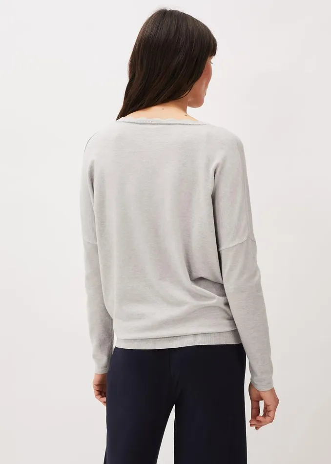 Phase Eight Knitwear Dua Fine Knit VNeck Jumper Grey Marl 8211 Women