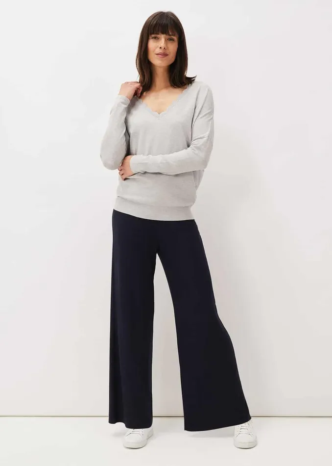Phase Eight Knitwear Dua Fine Knit VNeck Jumper Grey Marl 8211 Women