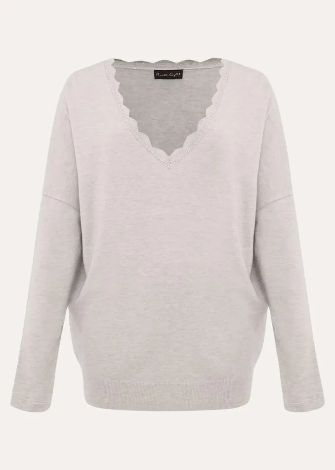 Phase Eight Knitwear Dua Fine Knit VNeck Jumper Grey Marl 8211 Women