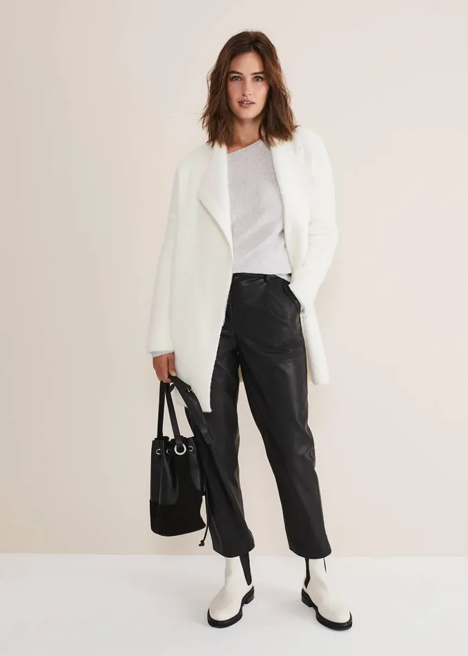 Phase Eight Knitwear Fia Fluffy Zip Knit Coat Winter White 8211 Women