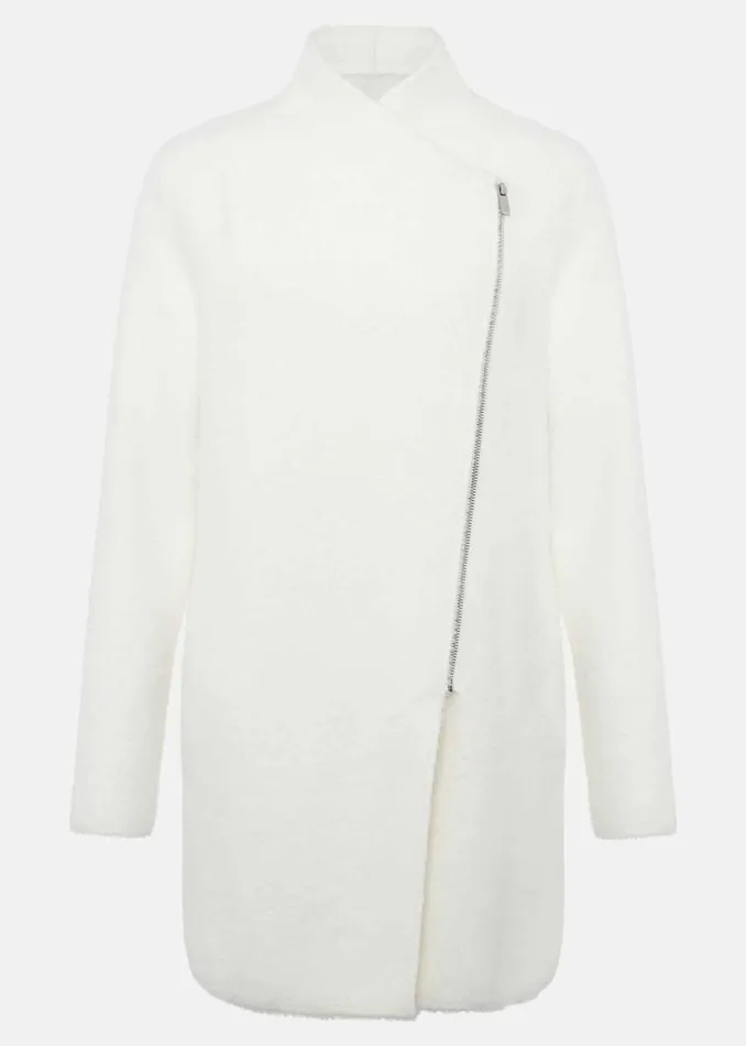 Phase Eight Knitwear Fia Fluffy Zip Knit Coat Winter White 8211 Women