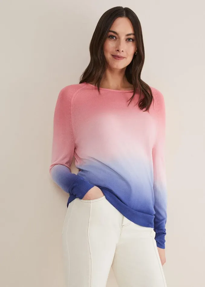 Phase Eight Knitwear Helen Dip Dye Knit Bluepink 8211 Women