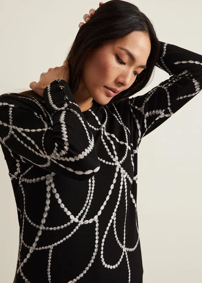 Phase Eight Knitwear Jaelyn Pearl Print Jumper Black 8211 Women