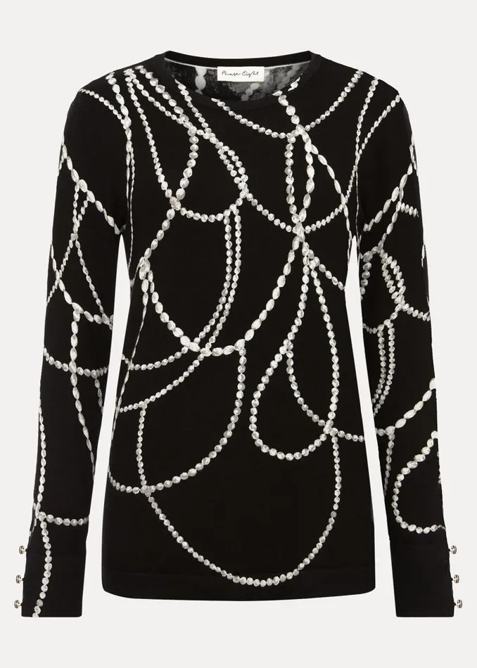 Phase Eight Knitwear Jaelyn Pearl Print Jumper Black 8211 Women